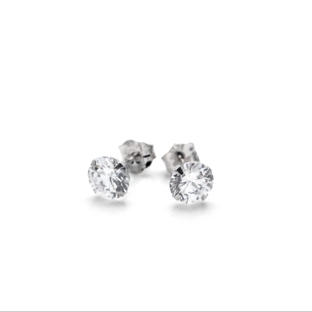 7mm Created Diamond Martini Earring, white gold